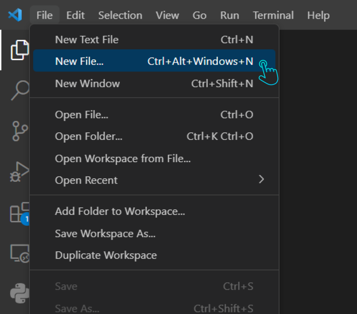 Create a New File in VS Code Create a New File in VS Code