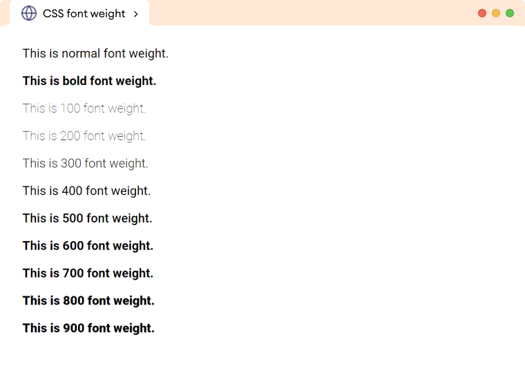 CSS Font Weight Normal Example CSS Font Weight Normal Example Description