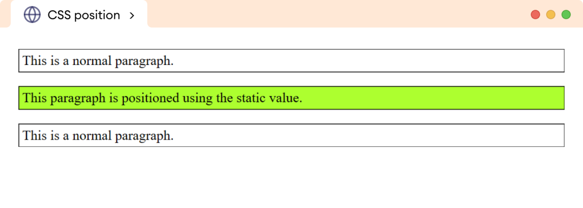 CSS Position Static Example CSS Position Static Example
