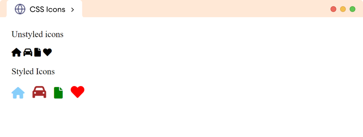 CSS Styled Icons Example CSS Styled Icons Example