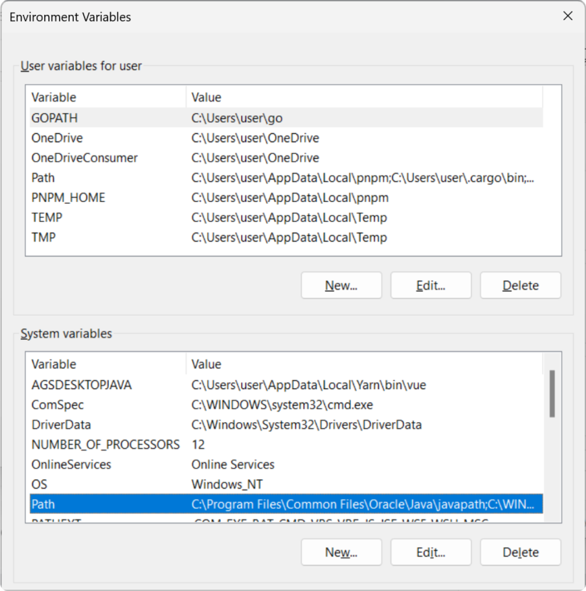Edit Path Under System Variables Edit Path Under System Variables