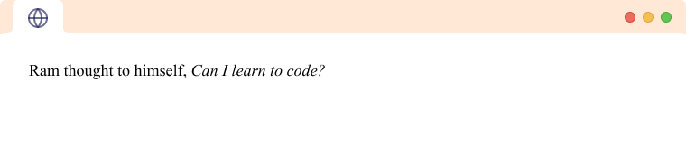 Thoughts in italics Thoughts in HTML