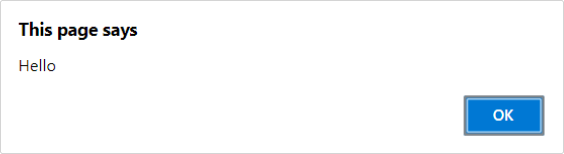 HTML and Js Example Image of an alert shown by using internal JS after button click
