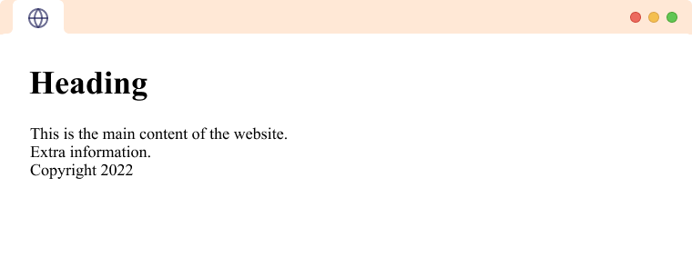 Non-Semantic HTML Example Sample HTML document not using semantic code