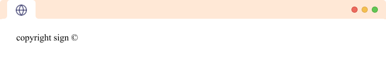 HTML SYmbol Example Copyright symbol using entity