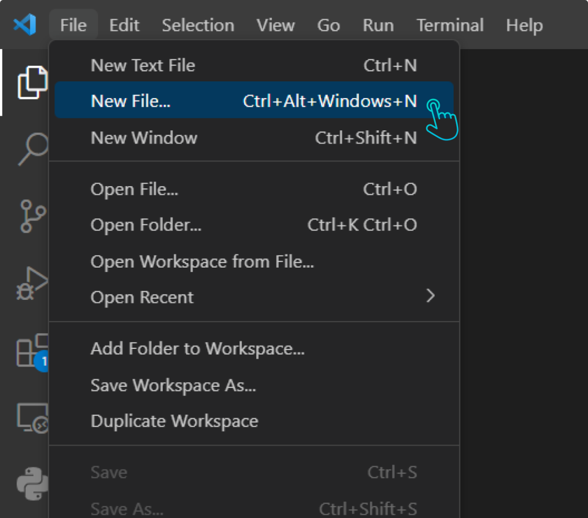 Create a New File in VS Code Create a New File in VS Code