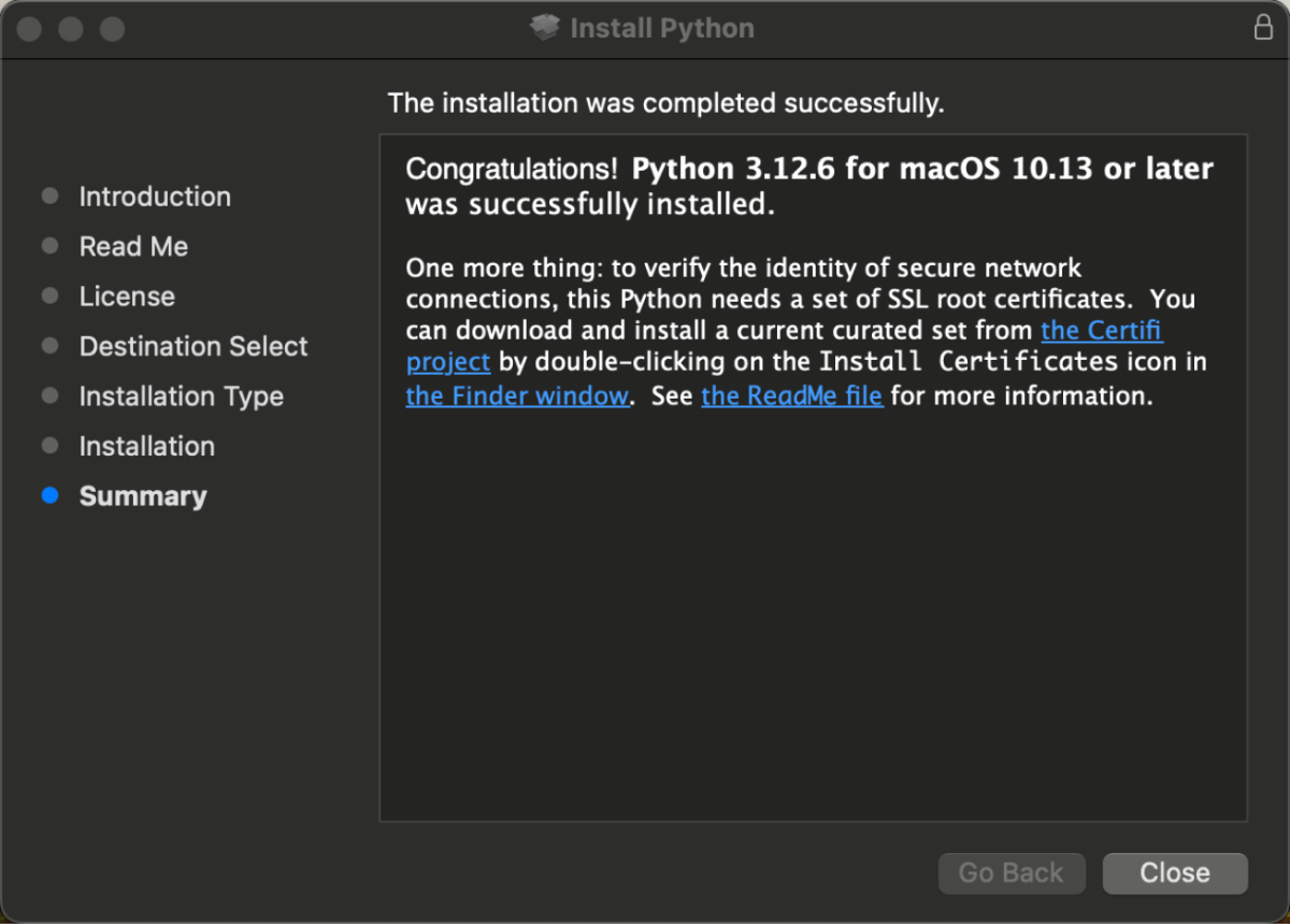 Python Installation Successful Python Installation Successful
