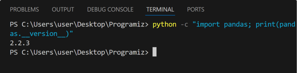 Verify Pandas Installation Verify Pandas Installation