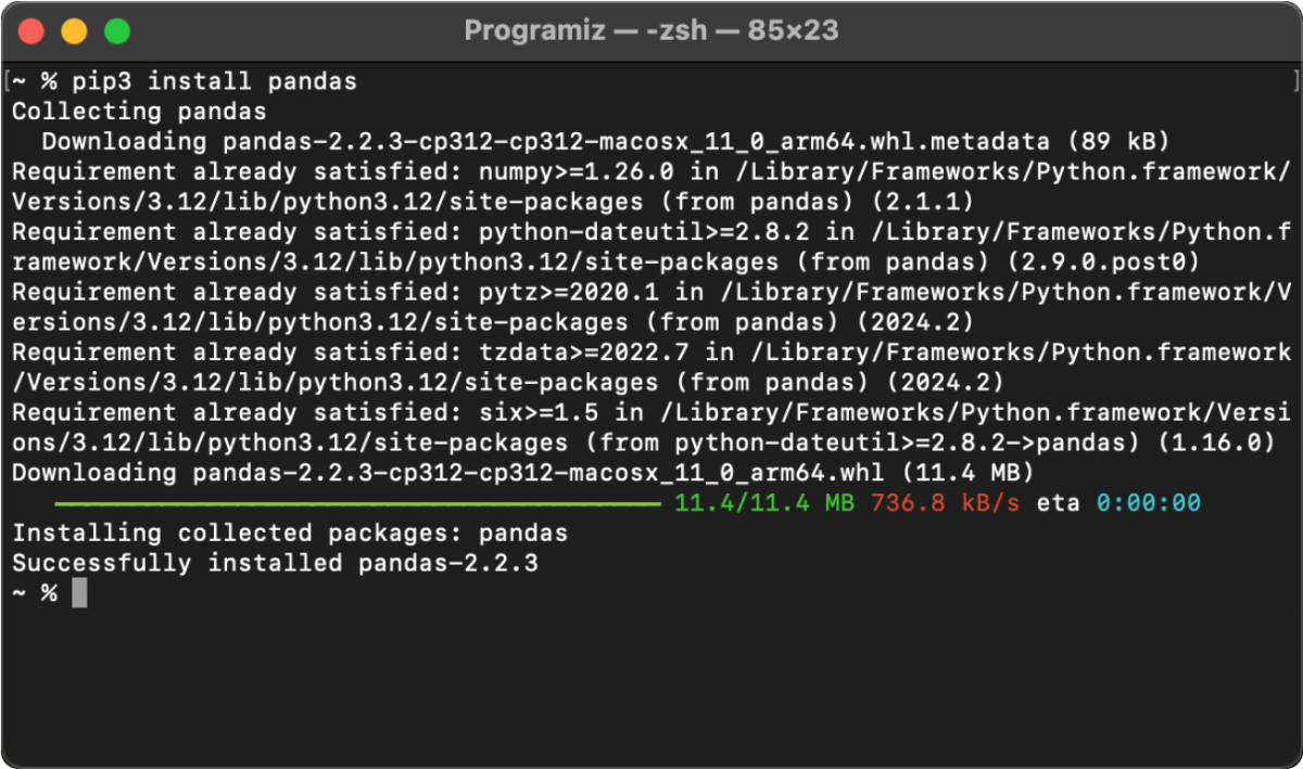 pandas Installation on Mac pandas Installation on Mac