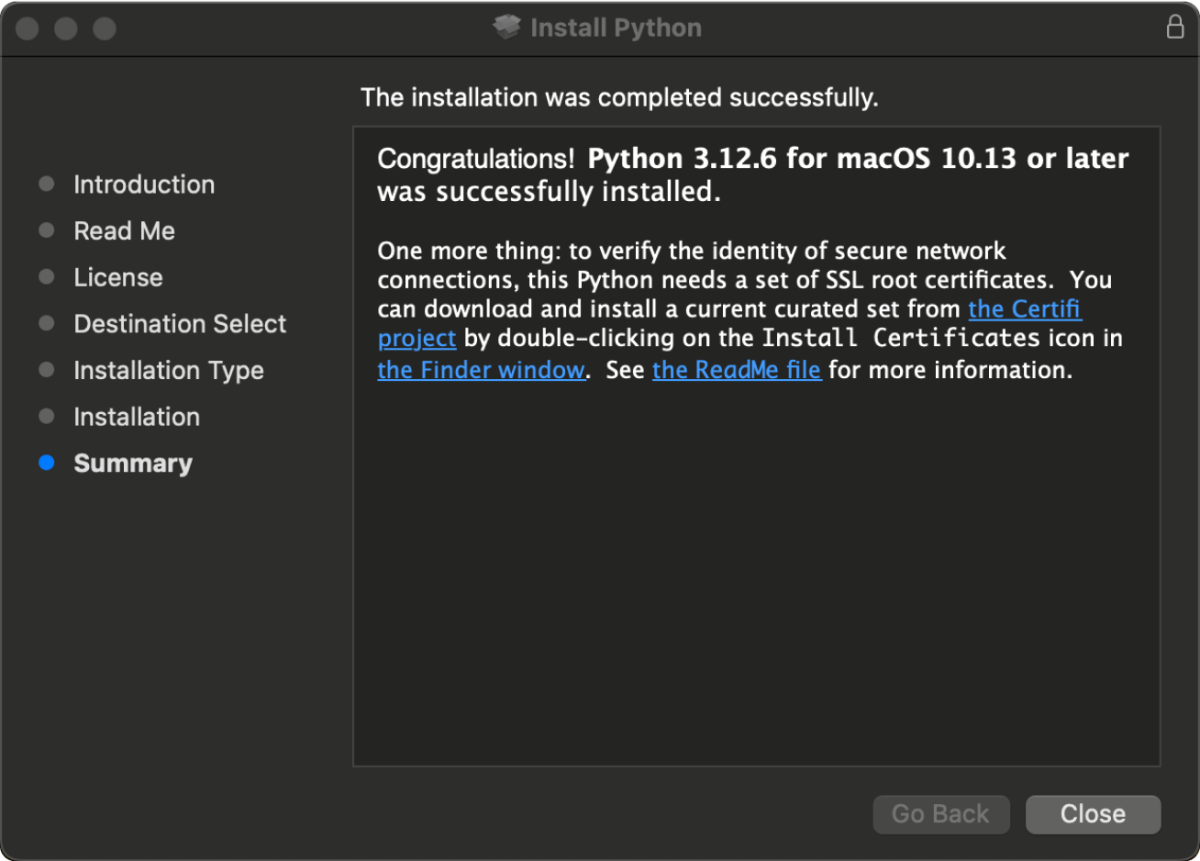 Python Installation Successful Python Installation Successful