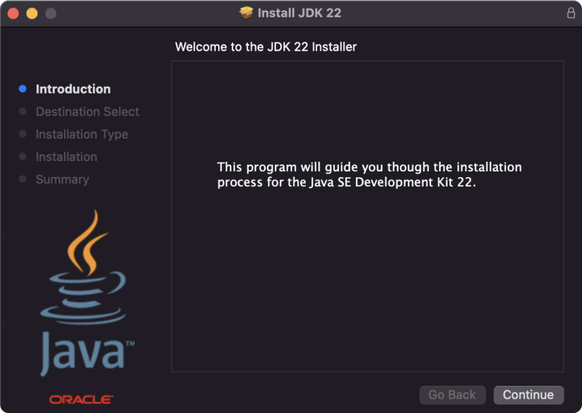 Run JDK Installer on macOS Run JDK Installer on macOS